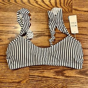 Cupshe Black and White Striped Bikini Top